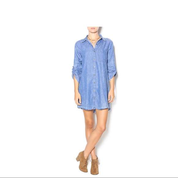 cream denim shirt dress